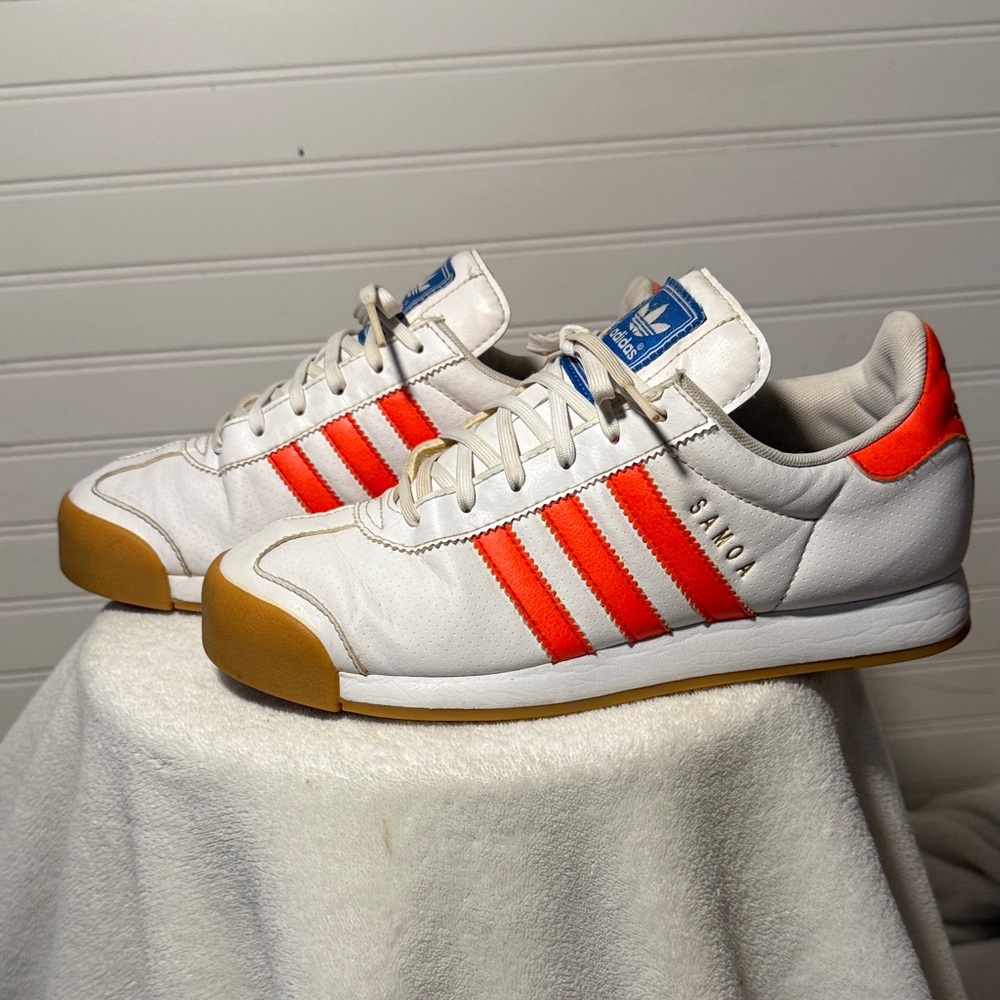 Adidas White and Orange Classic Sneakers